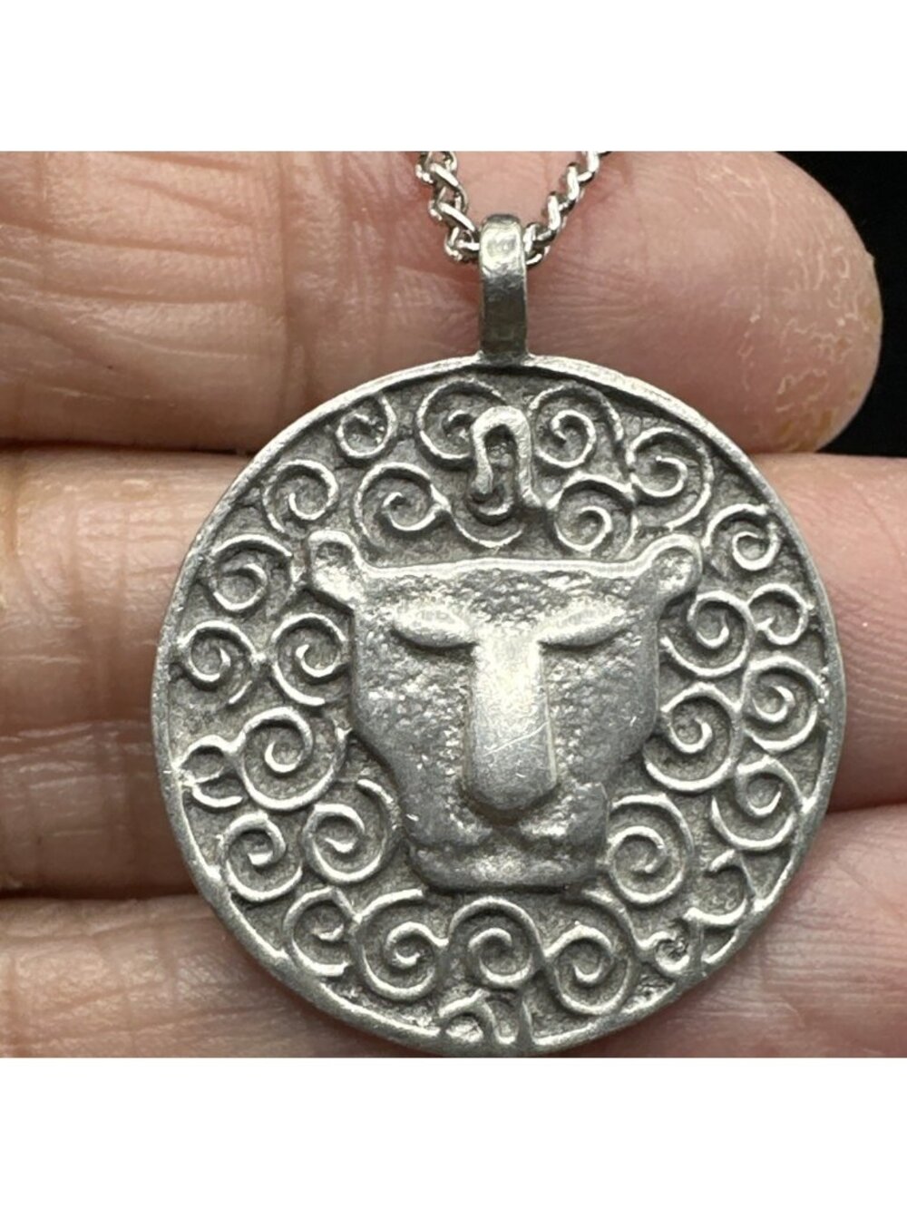 pewter lion pendant on 18” silver tone chain Leo Unique